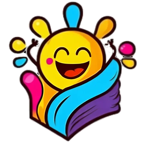 Mascota de Power Coloring: un sol sonriente que saluda con los brazos en alto